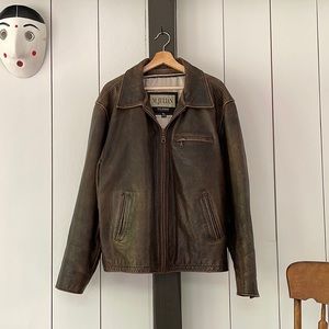 Wilsons M. Julian Brown Leather Moto Jacket size XL